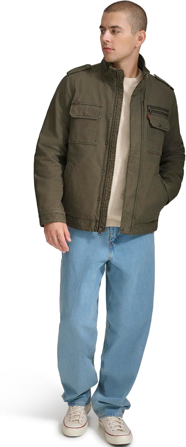 Mens Washed Cotton Military Jacket (Regular & Big & Tall Sizes) - Image 2