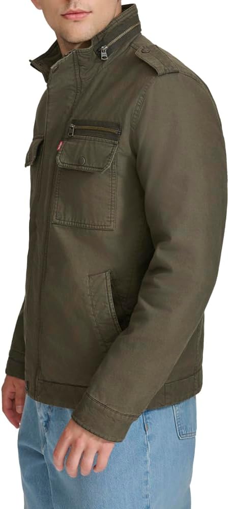 Mens Washed Cotton Military Jacket (Regular & Big & Tall Sizes) - Image 3